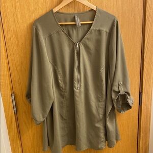 Penningtons Olive Green Zip Front Tunic Mini Dress Women’s Size 4X Spring Party